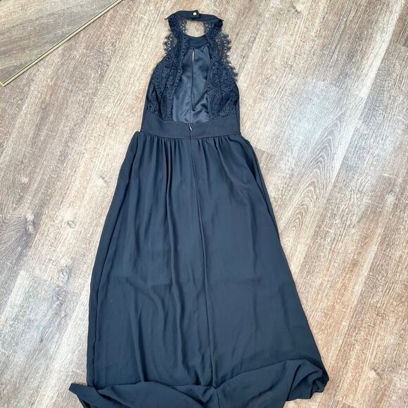 Lulus My Beloved Black Maxi Dress Lace Detail Halter Top - Picture 7 of 9